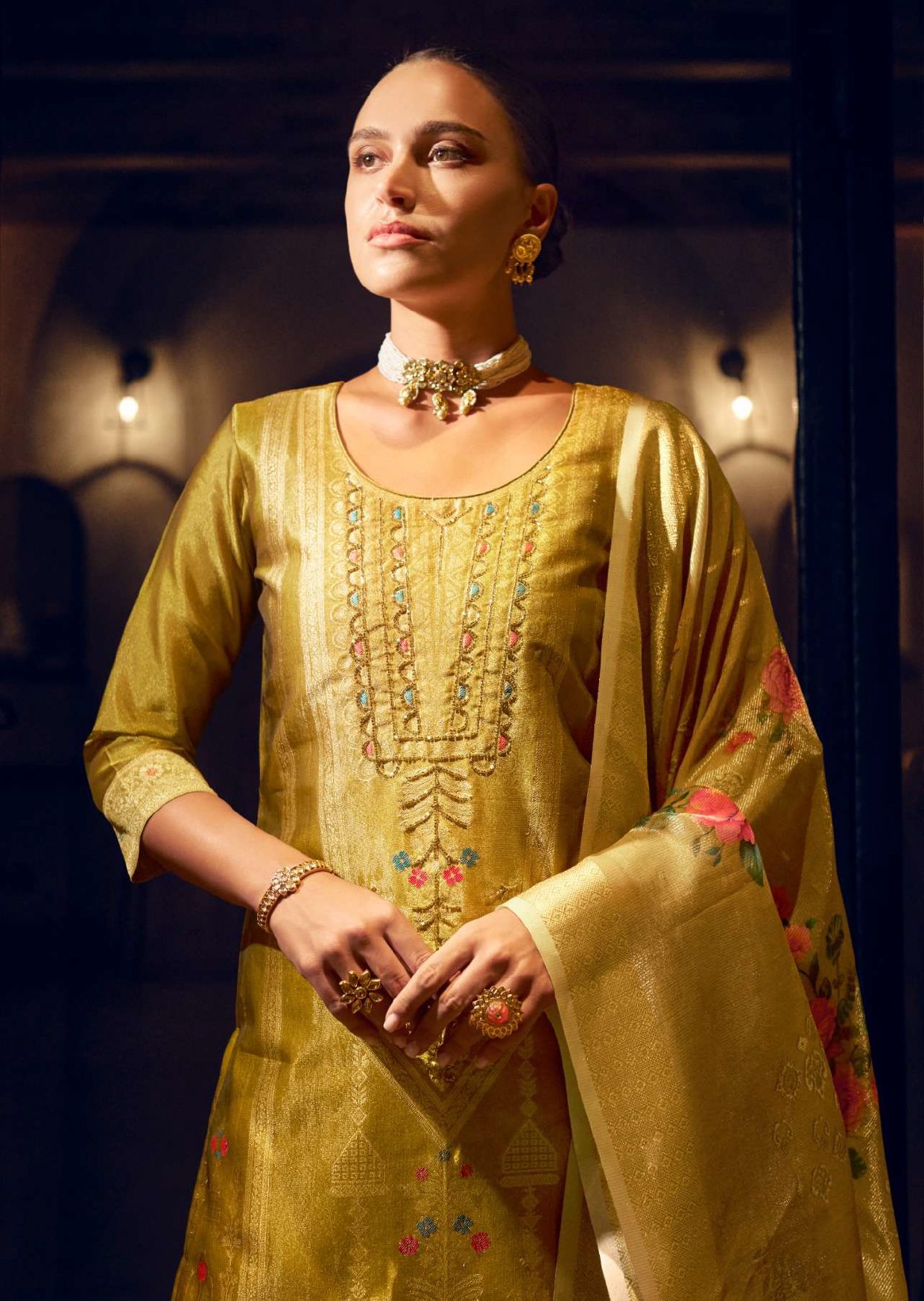 Exclusive Handworked Banarasi Simar Jacquard Silk Set